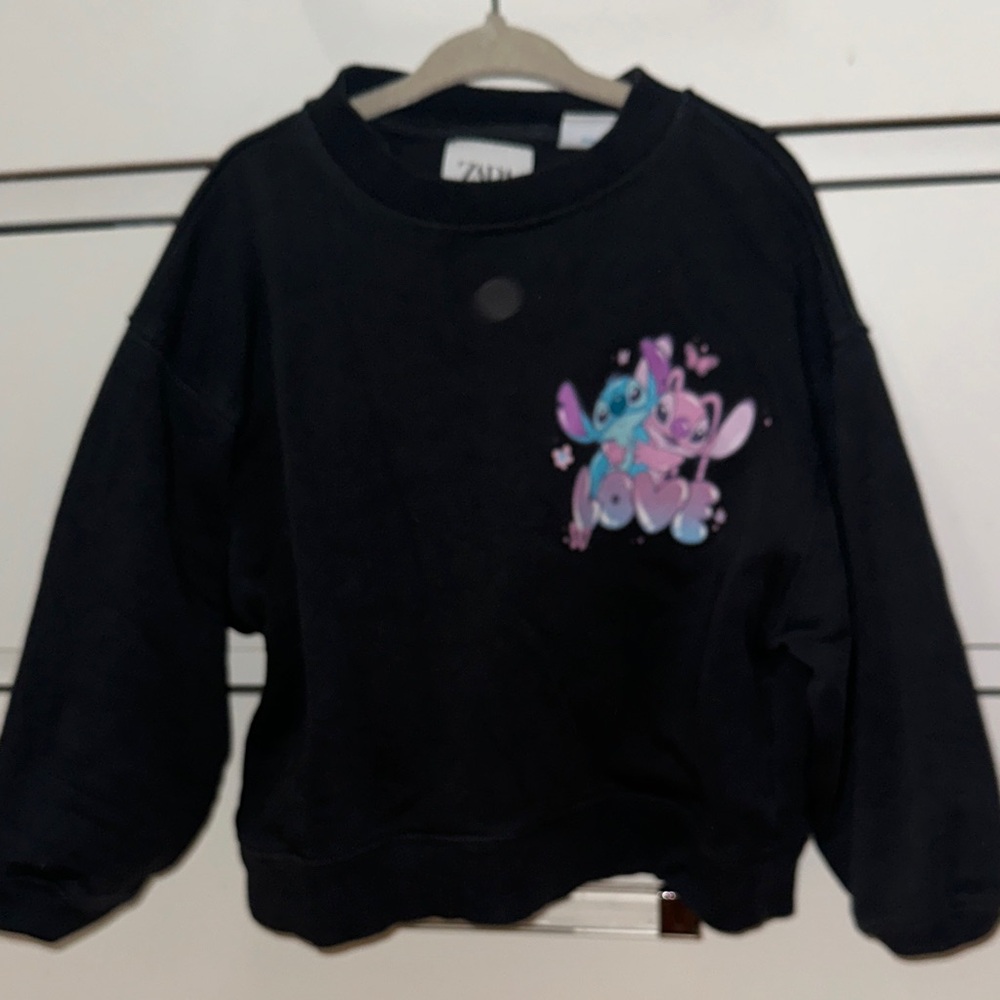 Zara Black Sweatshirt Lilo and stitch